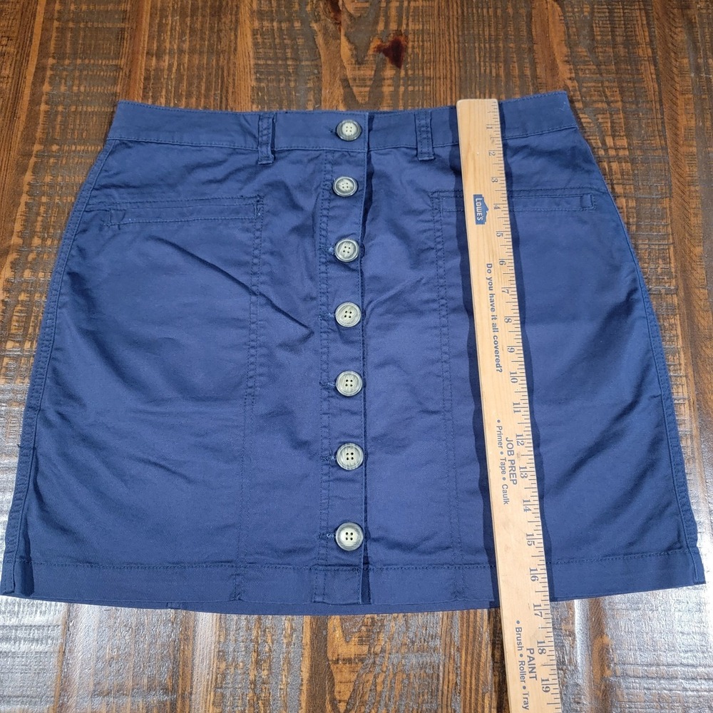 Copper Key Mini Skirt Women's Large Navy Blue Button Front Casual Cotton Summer